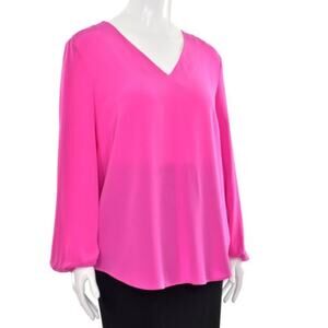 Lavender Brown 100% Silk Pink Blouse - GUC - XS